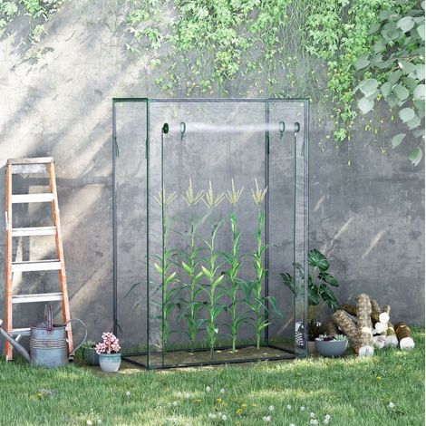 Invernadero para tomates (100x50x150 cm), con puerta enrollable, estructura de acero, plástico transparente (1/5)