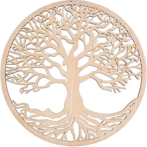 A180 Wooden Wall Art - Solid Wood Tree of Life - 11 Inches - Rustic Style (1/4)