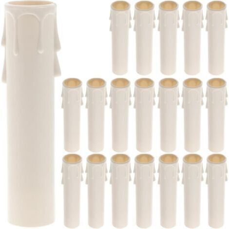 20 piezas de fundas de plástico blanco para candelabros, portalámparas, accesorios con efecto de candelabro, fácil reemplazo para lámparas de velas. (1/5)