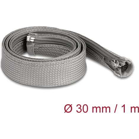 Delock Manga trenzada con cierre de cremallera resistente al calor 1 m x 30 mm gris