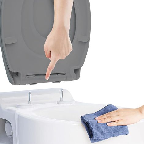 Abattant WC à libération rapide avec charnières en ABS Gris (1/5)