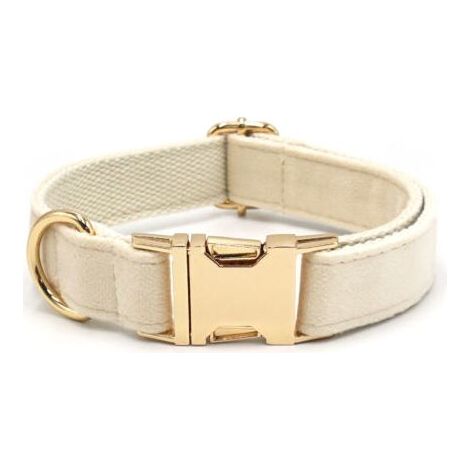 Collier pour chien en velours côtelé naturel ultra-doux, blanc crème, pour chiens de taille moyenne à peau sensible. (1/3)