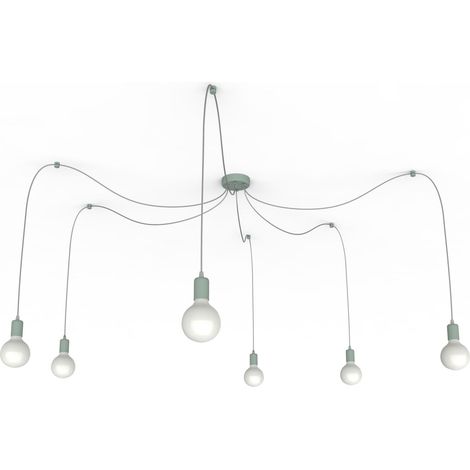 LUMICOM  MEDUSA Sospensione, 6X E27, max 42W, metallo, verde iceberg, H.6cm (1/2)