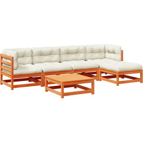 vidaXL Set Divani Giardino 6pz con Cuscini Marrone Cera Massello Pino (1/5)