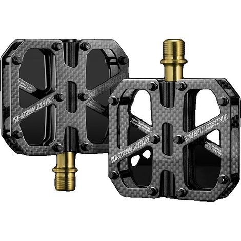 Pedales de bicicleta, fibra de carbono ultraligera, tecnología antideslizante, 129-Gold (1/2)