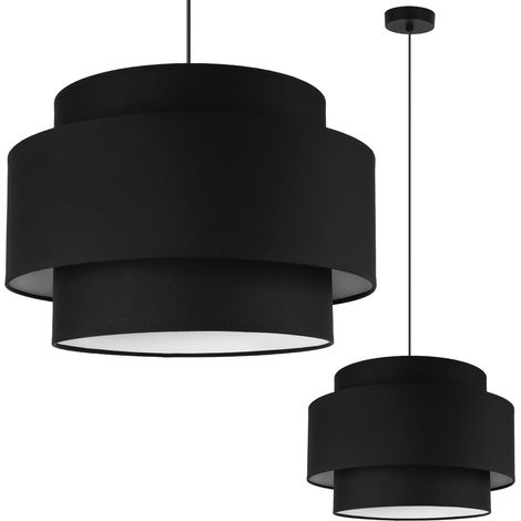 LÁMPARA COLGANTE VIENA NEGRA 1 PLANO 40CM BORDE BLANCO E27 (1/5)