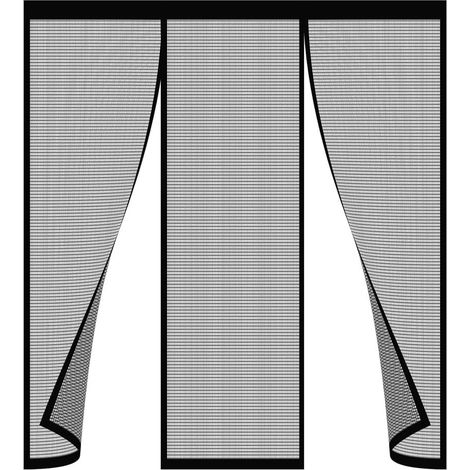 1 Moustiquaire 180x210cm Fermeture Automatique Aimantée Anti Insecte Fenêtre Porte Balcon Noir