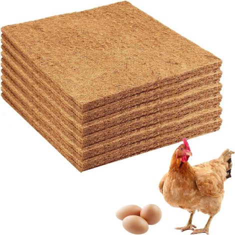 Lot de 6 tapis de nidification pour poules pondeuses, 30 x 30 cm, en fibre de coco épaisse et lavable, réutilisables et découpables.