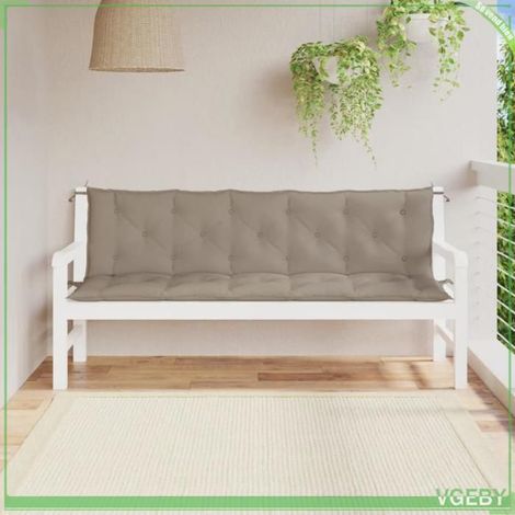 361724 Coussins de banc jardin lot de 2 taupe 180x50x7 cm tissu Oxford (1/5)