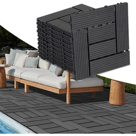 Jiubiaz 110 piastrelle per terrazza 10 m² piastrelle a clip 30x30 cm pavimentazione esterna per terrazza e giardino antracite