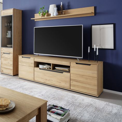 Meuble TV 5 tiroirs 153x45x52 cm en chêne - AHRI