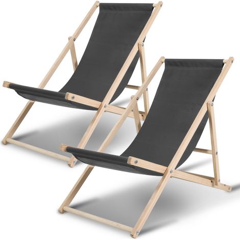 Hengda Lounger Swing Lounger Lounger pieghevole da spiaggia Lounger da balcone Lounger Chair legno grigio 2 pezzi (1/5)