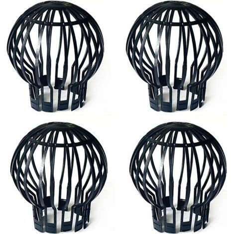 pair Lot de 4 bouchons de protection de gouttière en plastique pour tuyau de descente - Anti-blocage des feuilles, mousse, boue, boue, boules et autres débris - Noir