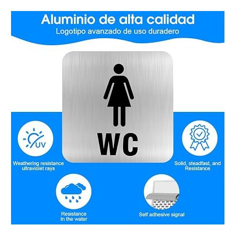 Toilet Sign Door Signs Toilet Public Restaurant Hotel Cafeteria 12 x 12 cm (1/4)