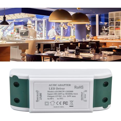 Alimentation LED 12V DC 24W 2A Transformateur pour Ruban LED et Éclairage Placard AC100‑240V