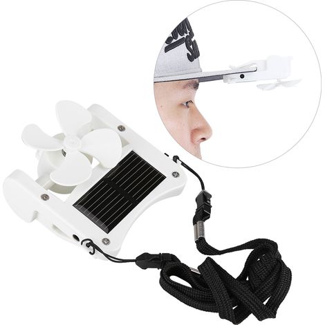 Mini ventilador portátil con energía solar que se engancha a los cascos: funciona incluso con luz brillante mientras se practica escalada, acampada y senderismo. (1/5)