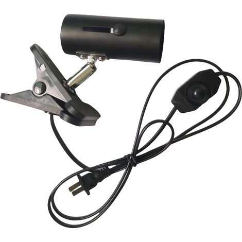 Lampe chauffante 60W UVA E27 avec pince et abat-jour métallique – 220V, interrupteur dimmable 3 m pour reptiles et tortues (1/4)