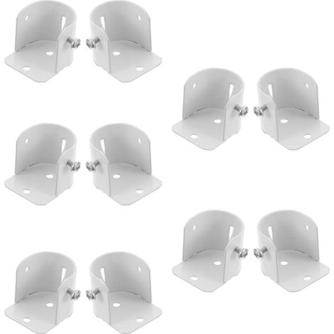 Lot de 10 Supports de Tringle à Rideaux en Acier Inoxydable Bride Murale Blanche pour Barre de 26 à 29 CM Support Mural pour Barre de Penderie et Rideau de Salle de Bain (1/5)