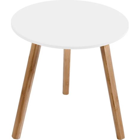 Tisch Lizzy weiß MDF und Bambus 40x40 cm