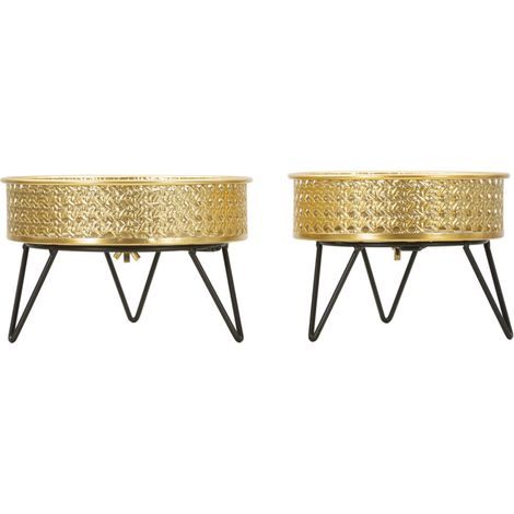Lot de 2 Cache-Pots Design "Bossy" 20cm Or (1/5)
