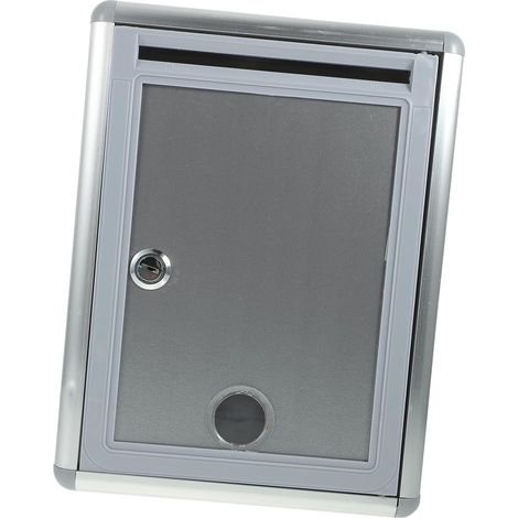 Boîte aux Lettres Polie Verrouillable en Alliage D'aluminium Argenté, Urne de Sécurité Murale Design Simple et le Vol pour Bureau ou Décoration Murale (1/5)