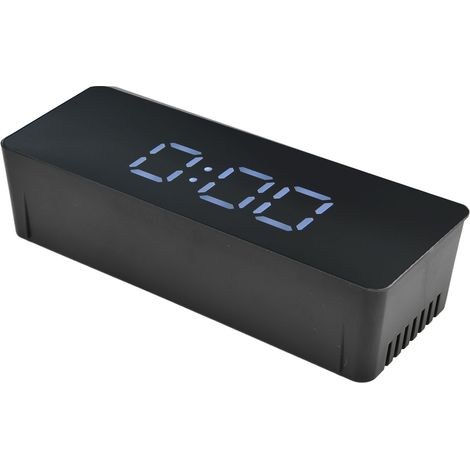 Schwarzer digitaler LED-Wecker, Multifunktionsspiegel, USB-Stromversorgung (keine Batterie erforderlich) (1/5)