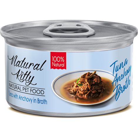 Cibo umido per gatti Natural Kitty Premium 100% al gusto di tonno e acciughe, 80 g (1/3)
