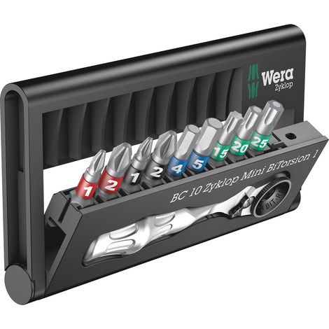 Wera Bit-Check 10 Zyklop Mini BiTorsion 1 05057418001 Bit-Set 10teilig Kreuzschlitz Phillips, Kreuzs (1/5)