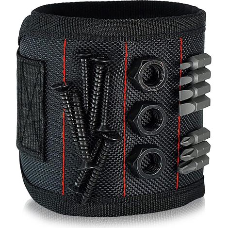 Bracelet Magnétique pour Outils - 3 Rangées Aimants Puissants, Tenir Vis/Clous/Drills, Confortable Élastique Imperméable, Cadeau Idéal pour Homme (1/5)