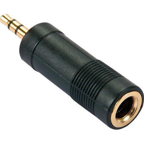 LINDY 35621 - Adaptador de conector estéreo macho a conector estéreo hembra de 3,5 mm (6,3 mm), color negro