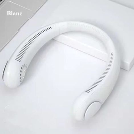 Ventilateur Personnel Portable - Blanc - USB - Mains Libres - Autonome - Mini Ventilateur de Cou (1/4)