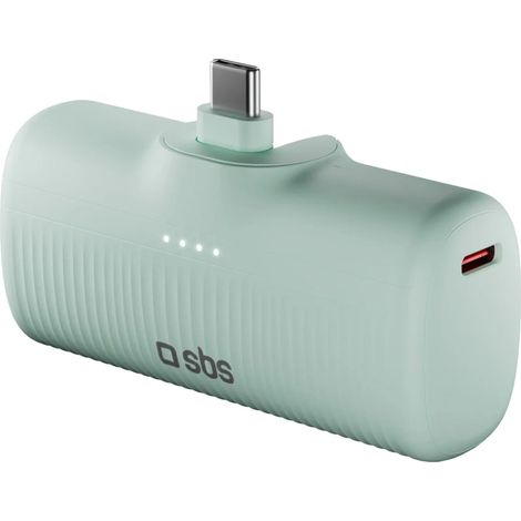 Batería externa SBS EcoPower de 5000 mAh y 10 W con puerto USB-C integrado - Verde