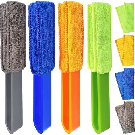 Confezione da 4 panni in microfibra per la pulizia di tende, con fodere in tessuto rimovibili e lavabili, ideali per pulire tende, bocchette dell'aria condizionata, ventilatori e bocchette dell'aria c (1/5)