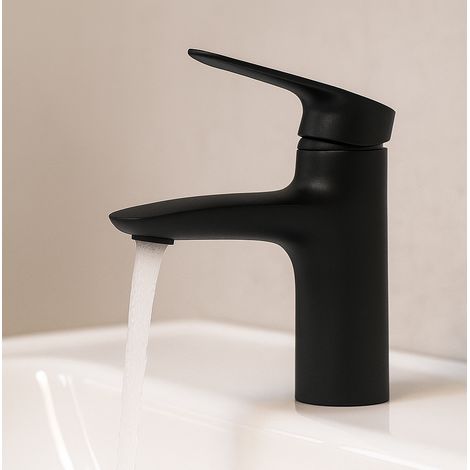 Rubinetto per lavabo da bagno Valley – Nero – Maniglia singola