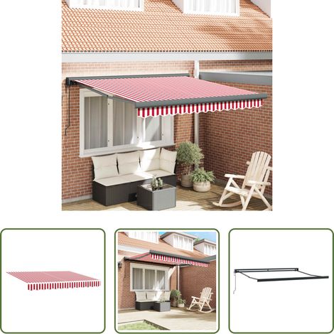 Store rétractable - Auvent Rouge et Blanc 300 x 250 cm Polyester et Aluminium (1/5)
