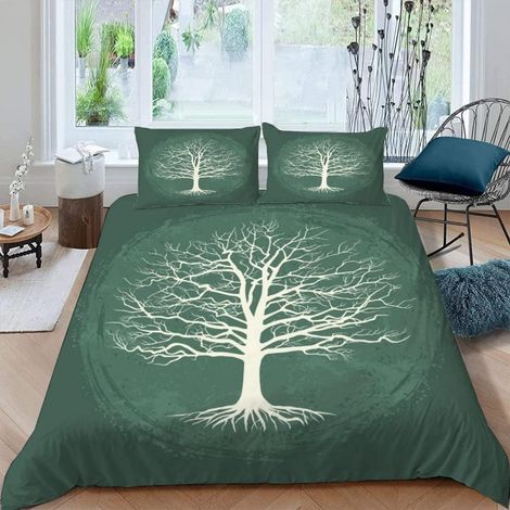 Bettwäsche Set 220x240 cm Baum des Lebens Mikrofaser 3-teilig mit 2 Kissenbezügen 80x80 cm