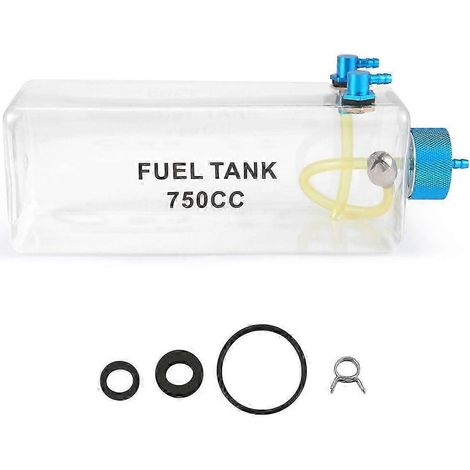 Bidon d'essence transparent de 750 cm3 usiné CNC, compatible avec les avions télécommandés à essence et à nitro (1/5)