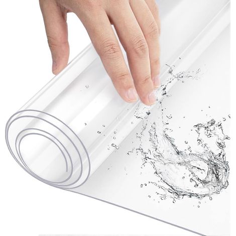 Nappe de table transparente imperméable, protection rectangulaire en PVC, housse de table claire et résistante, 70x120 cm (1/5)