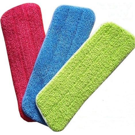Housse de Nettoyage Remplacement, 3PCS Microfibre de Balai Mop Remplacement pour Serpillère Spray/Nettoyeur Vapeur, Lot de 3 Housse de Nettoyage Rechange Mop de Tampon pour Balai/Plat(42x14cm) (1/4)