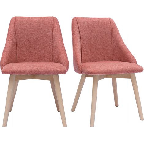 Sedie scandinave in tessuto effetto velluto testurizzato color terracotta e legno chiaro (set di 2) HIGGINS