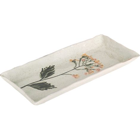 Weißer Steingut-Keramik-Dekoteller mit Blumenmotiv, Bohème-Stil, moderne Wohndekoration