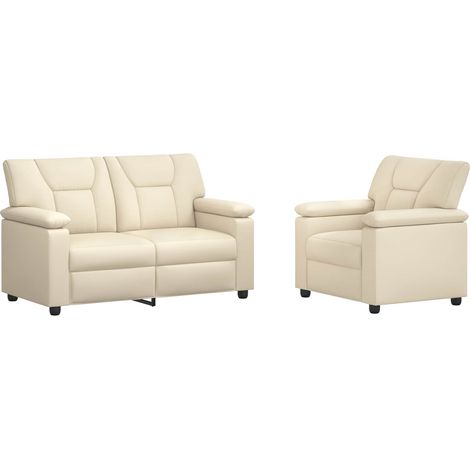 Juego de Sofá 2 pcs Crema Cuero sintético vidaXL (1/5)