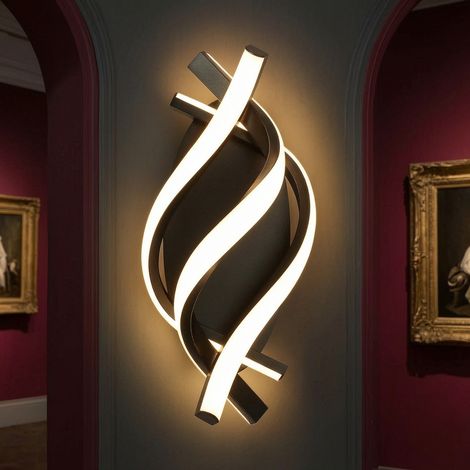 Applique LED da parete per interni, design ondulato, 21 W 2100 lm, luce calda 3000 K, nera, per soggiorno, camera, studio e corridoio (1/5)