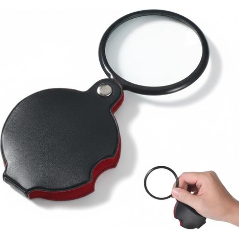 Lot de 2 10x petite loupe de poche mini loupe pliante de qualité supérieure avec couvercle pivotant-6.5cm de diamètre (1/5)
