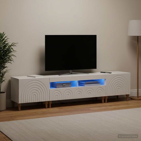 vidaXL Ensemble de 3 Meubles TV LED Blanc brillant Bois d'ingénierie (1/5)