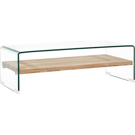vidaXL Mesa de centro de vidrio templado transparente 98x45x31 cm (1/5)
