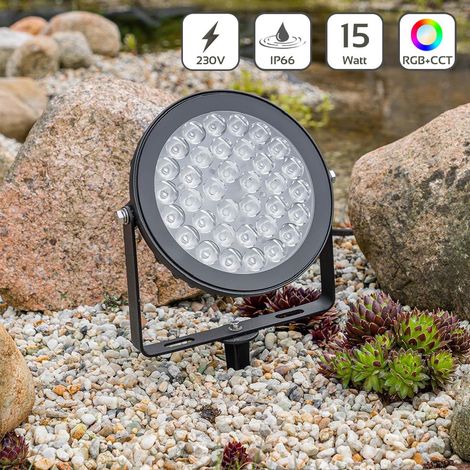 MiBoxer 15W 230V RGB+CCT LED Gartenstrahler WiFi Gartenleuchte mit Erdspieß FUTC03 (1/5)