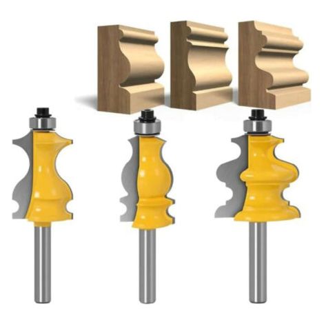 Lot de 3 Fraises à Défoncer 8 mm pour Moulures Architecturales - Mèche de Routeur Professionnelle pour Travail du Bois - Outil Menuiserie Précision - Pour Découpe et Sculpture (1/5)