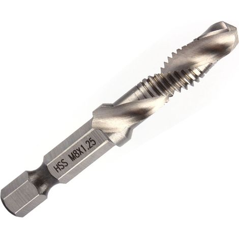 Mèche à tarauder HSS M8 avec douille hexagonale 1/4" pour perceuse électrique