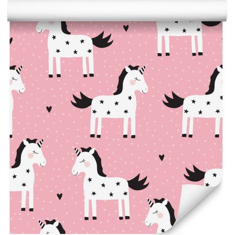 Carta da parati con unicorni e stelle per soggiorno e camera da letto, 50x1000 cm (1/5)